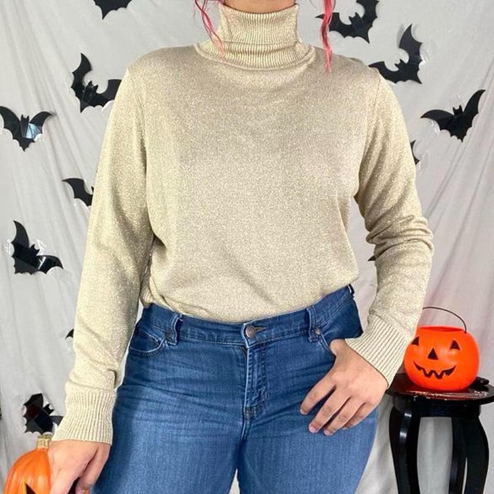 Gold Turtleneck Sweater